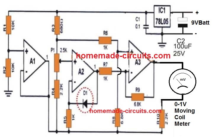 Room temperature indicator circuit using LM324 IC