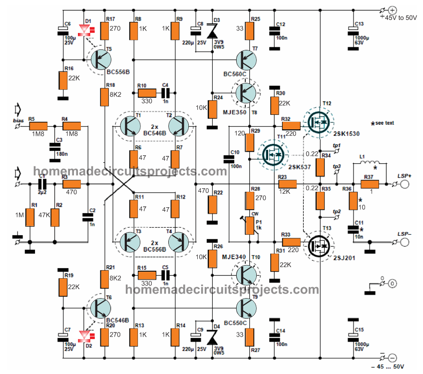 120 watt mini crescendo amplifier circuit