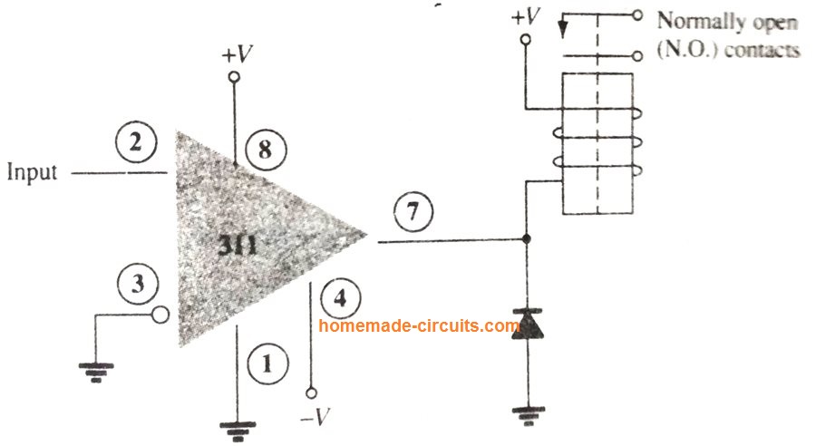 LM311 as relay control comparator 