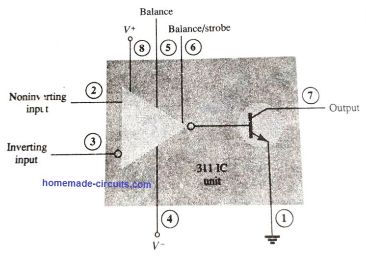 IC 311 comparator pinout details