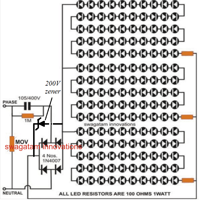 Simple LED Tube Light Circuit with PCB