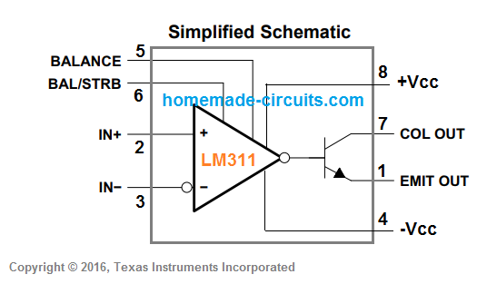 LM311 simplified schematic