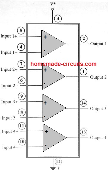 LM339 pinout drawing