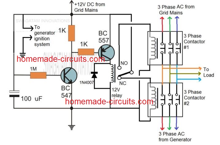 3 Phase Ac Contactor Wiring Diagram from www.homemade-circuits.com