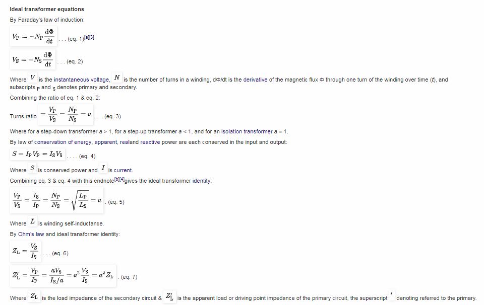 Transformer turn ratio calculation as per Faraday's law