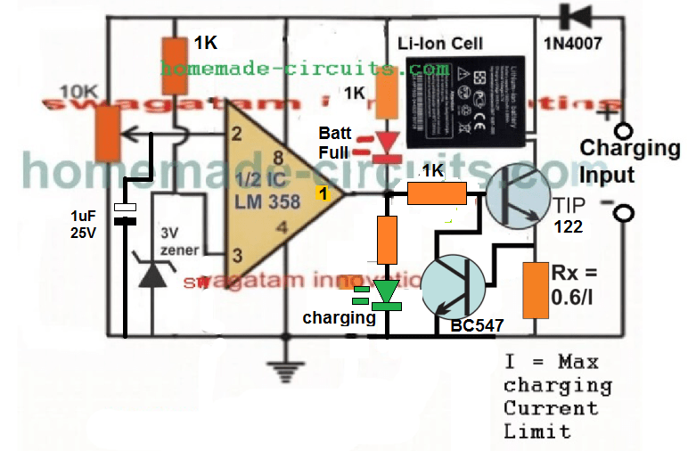 USB 3.7V Li-Ion Battery Charger Circuit