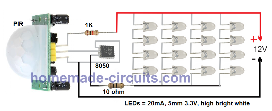 simple LED PIR light circuit