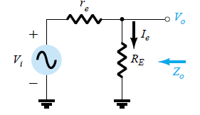 determining output impedance of emitter follower configuration