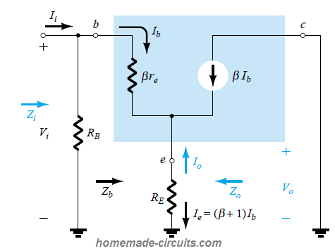 re equivalent circuit of emitter follower configuration