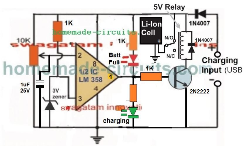 Usb 3 7v Li Ion Battery Charger Circuit Homemade Projects