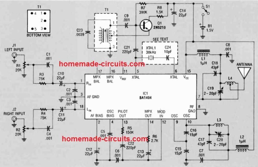 FM stereo broadcast transmitter circuit