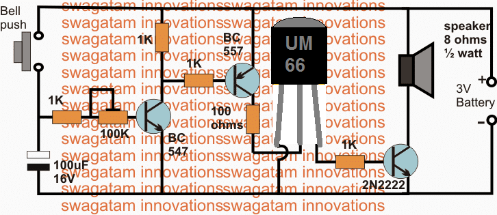 door bell circuit using IC UM66