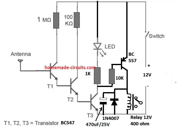 transistorized non contact AC phase detector circuit