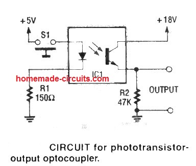 basic optocoupler circuit and pin connection diagram