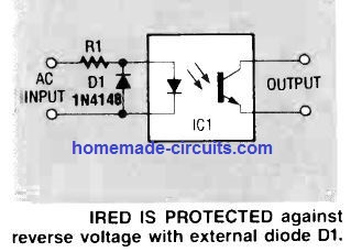 protection against reverse input voltage for optocoupler