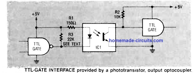 how to interface optocoupler with TTL gates