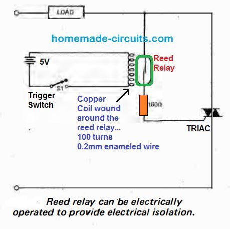 triac switching using reed relay and coil