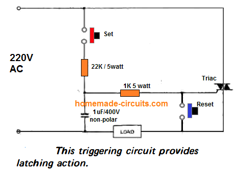 set reset latch using triac