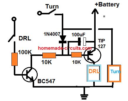 switchback DRL turn light