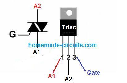 triac A1, A2, Gate pinout