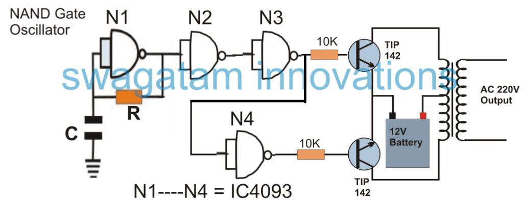 nand gate 220V inverter circuit