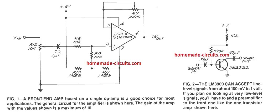 LM3900 preamplifier circuit
