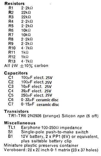parts list 1