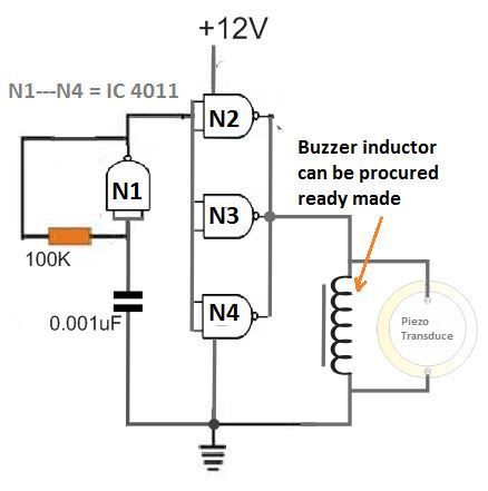 nand gate piezo buzzer