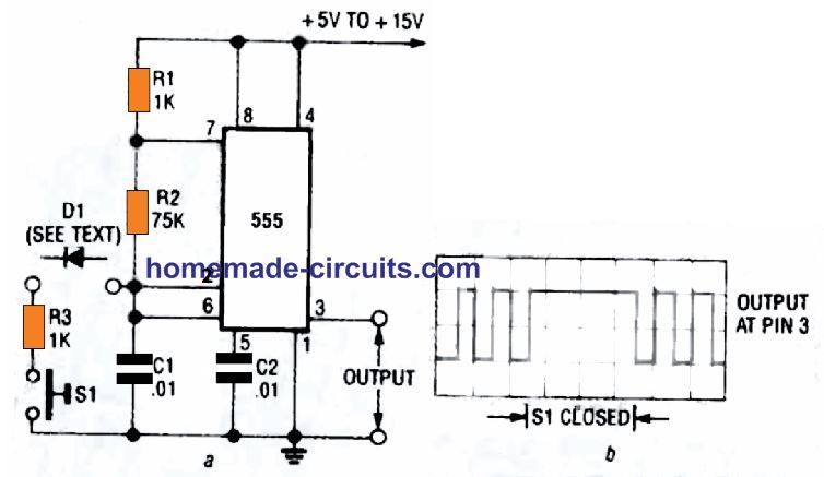 using pin 2 of IC 555 to interrupt its oscillatory frequency