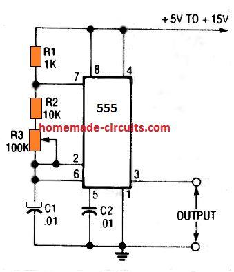 Simple variable IC 555 oscillator circuit