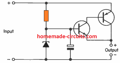 Common Emitter transistor Regulator with Negative Feedback
