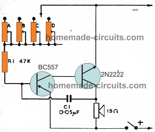 two transistor piano circuit