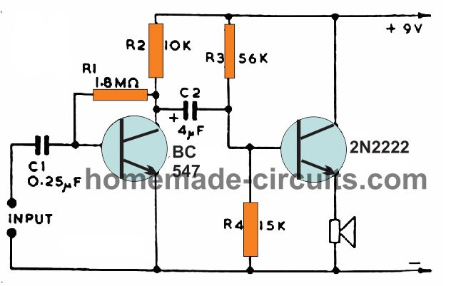 two transistor power amplifier circuit