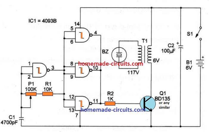 IC 4093 pest repellent circuit