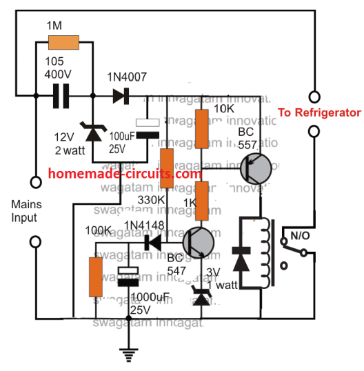 Simple Refrigerator Protector Circuit Homemade Circuit Projects