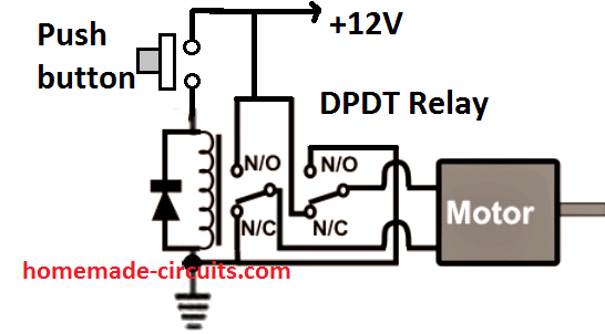 reverse forward motor connections with a DPPDT relay