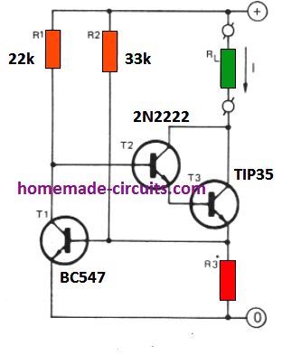 enhanced BJT based constant current limit circuit diagram