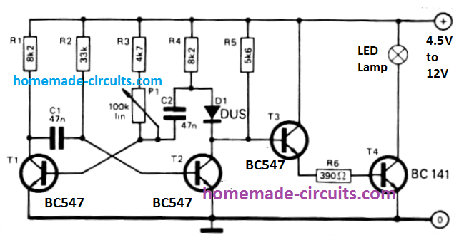 How To Make A Led Flashlight Circuit Homemade Circuit Projects