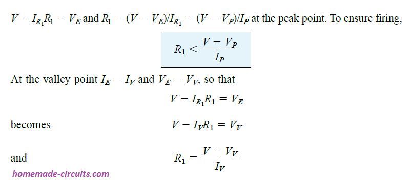 formula for a triggering for an external device like SCR with UJT