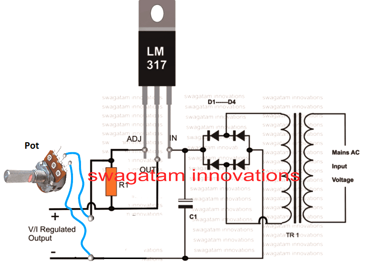 IC LM317 based (CC/CV) Auto cut-off Charger Circuit Diagram for Charging 18650 2600mAh Battery