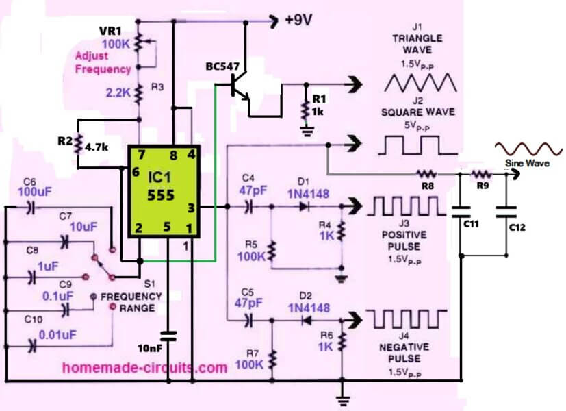 10 Useful Function Generator Circuit Diagrams Explained - Homemade ...