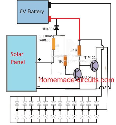 Simple Solar Garden Light Circuit With Automatic Cut Off Homemade Circuit Projects