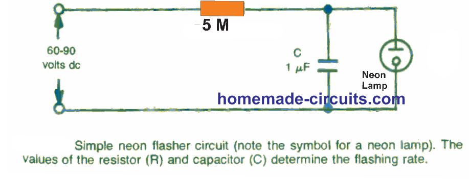 simple neon bulb flasher circuit