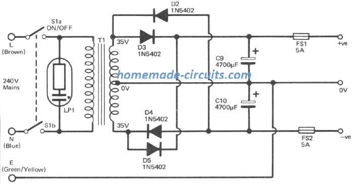 power supply for 120 watt amplifier circuit