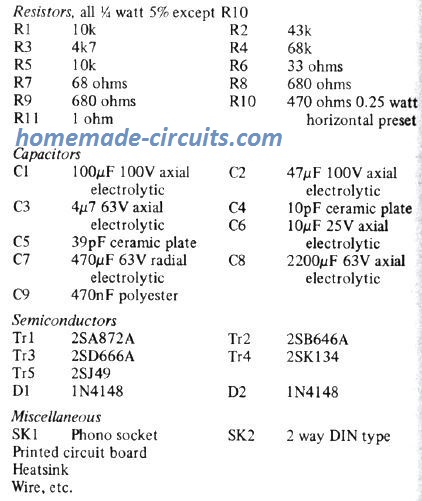 35 watt parts list1