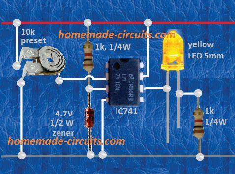 741 low battery indicator PCB design