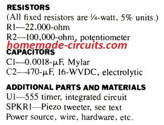 basic ultrasonib parts list