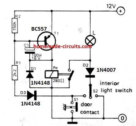 Car Interior Lights Delay OFF circuit