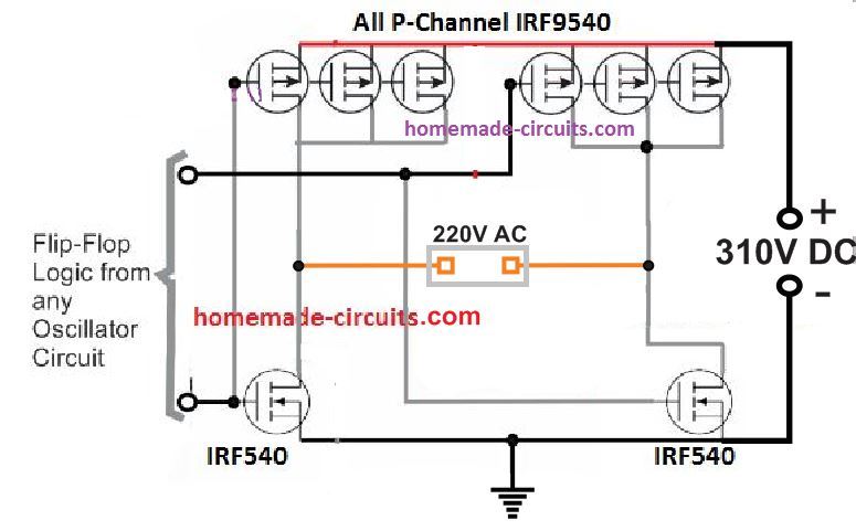 h bridge using p channel and n channel mosfets