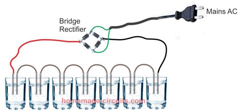 electrolysis of water in series to generate high amounts of oxygen